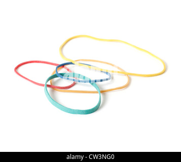 Multicolored rubberbands isolated on white Stock Photo