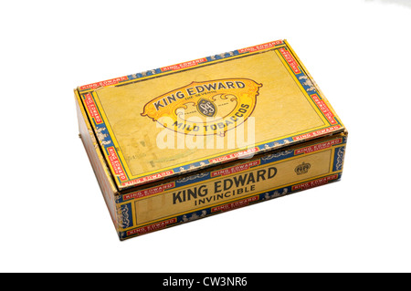 King Edward old cigar box closed lie on white Stock Photo
