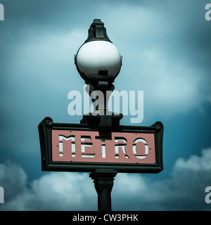 Metro sign, Paris, France. Stock Photo