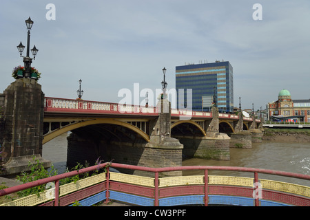 Newport Bridge across River Usk, City of Newport (Casnewydd), Wales (Cymru), United Kingdom Stock Photo