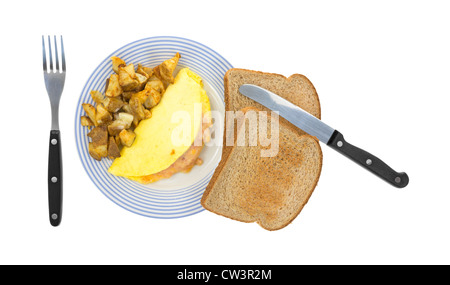 Omelet with whole wheat toast Stock Photo