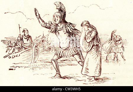 Comic Sketch by T S Seccombe showing a Roman Soldier and his crying Sweetheart Stock Photo