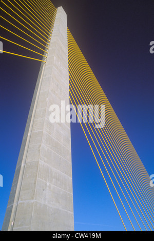 Tampa Sunshine Skyway Bridge, world's longest cable-stayed concrete bridge, Tampa Bay, Florida Stock Photo