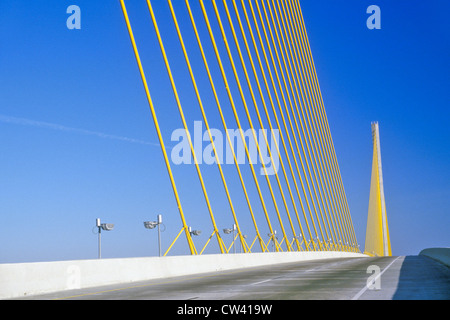 Tampa Sunshine Skyway Bridge, world's longest cable-stayed concrete bridge, Tampa Bay, Florida Stock Photo