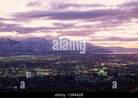 Salt Lake City, Utah at twilight Stock Photo