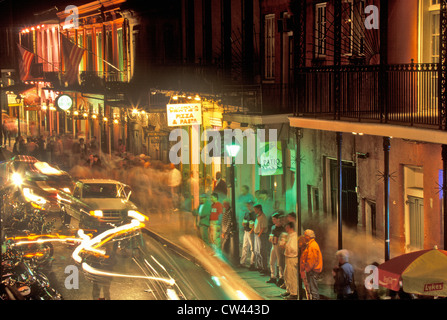 Bourbon Street at Night, New Orleans, Louisiana Stock Photo