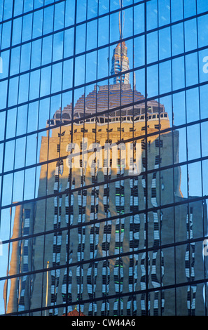 Building Reflected in Glass of Other Building, Boston, Massachusetts Stock Photo
