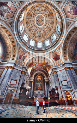 The interior of Esztergom Basilica in Hungary. The Basilica, built in the Classicist is the tallest building in Hungary. Stock Photo