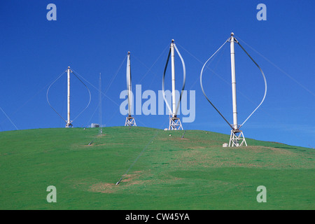 Vertical-axis windmills on hill Stock Photo