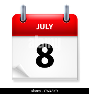 Eighth July in Calendar icon on white background Stock Photo