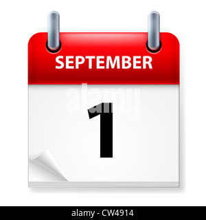 First September in Calendar icon on white background Stock Photo