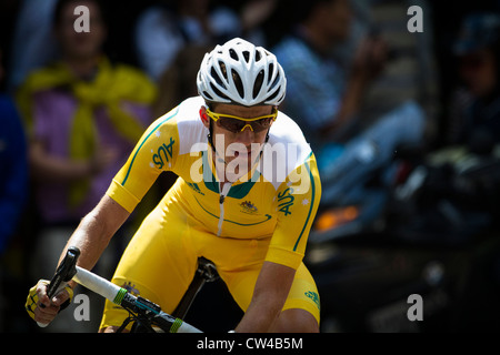 Michael Rogers of Australia in the men's Olympic road race at London 2012. Stock Photo
