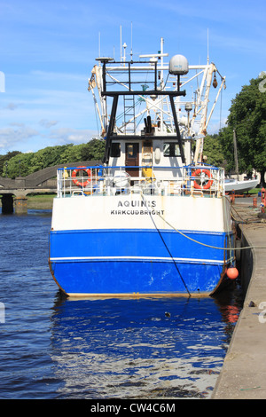 Fishing boat, Aquinis, at quayside on River Dee in Kirkcudbright, Dumfries & Galloway region, Scotland Stock Photo