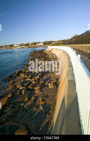 The Cliff Walk, Cliffside Mansions of Newport Rhode Island Stock Photo