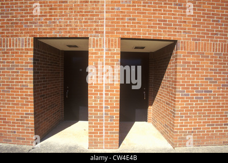 Two Doors In A Brick Wall, Athens, Georgia Stock Photo