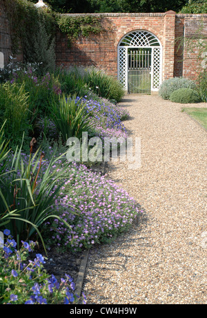 Walled garden and gate Stock Photo