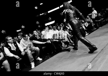 A female Lucha libre wrestler Luna Mágica falls out of the ring during ...