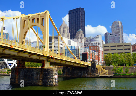 Skyscrapers in downtown at the waterfront of Pittsburgh, Pennsylvania, USA. Stock Photo