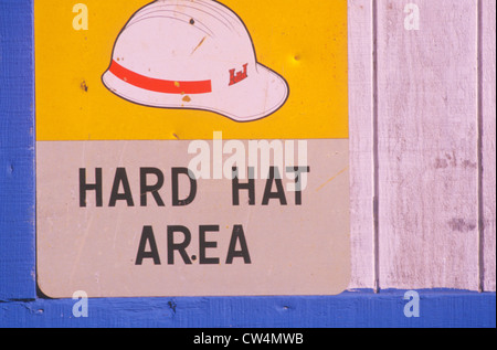A construction site sign hard hat area Stock Photo