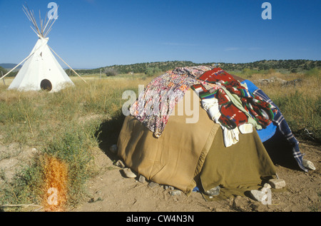 Sweat Lodge and teepee Stock Photo