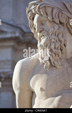 Zeus statue, Fontana dei Quattro Fiumi, Piazza Navona, Rome, Italy Stock Photo