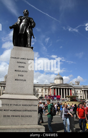 In Trafalgar Square in London, Statue of General Sir Charles James Napier, GCB (10 August 1782 – 29 August 1853) Stock Photo