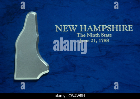 Silver Map of New Hampshire Stock Photo