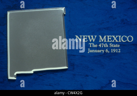 Silver Map of New Mexico Stock Photo