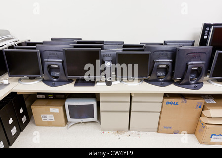 Outdated computer monitors slated for recycling. Stock Photo