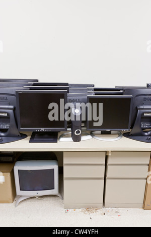 Outdated computer monitors slated for recycling. Stock Photo