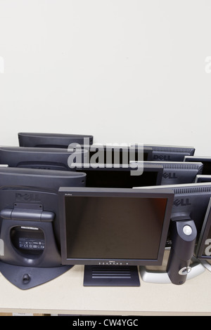 Outdated computer monitors slated for recycling. Stock Photo