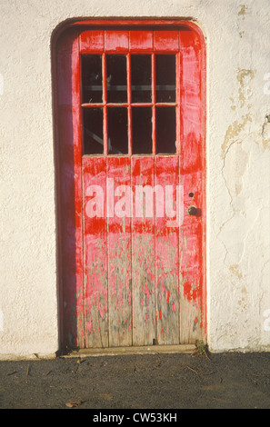 Red wooden door Stock Photo