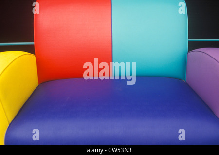 Multi colored leather sofa, Los Angeles, CA Stock Photo