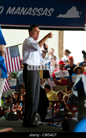 Presidential candidate Mitt Romney Speaking to a large enthusiastic crowd of supporters at a rally in Virginia. Stock Photo