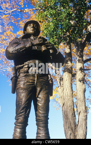 Statue of George Patton, US Military Academy, West Point, NY in Autumn Stock Photo