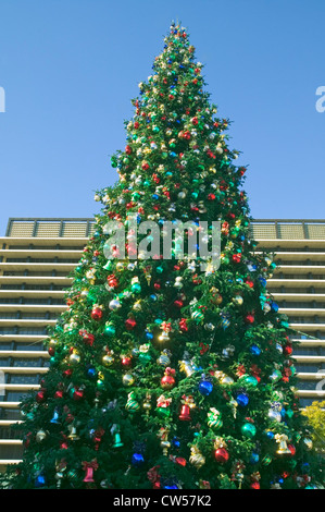 Christmas tree with many decorations Stock Photo