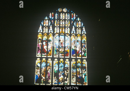 A stain glass window in a church Stock Photo