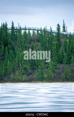 Trans-Alaska Pipeline at Route 4, near Paxson, AK Stock Photo