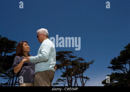Low angle view of a mature couple dancing Stock Photo
