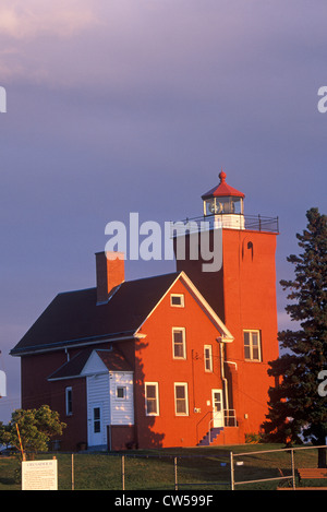 Two Harbors Light Station along Agate Bay on Lake Superior, MN Stock Photo