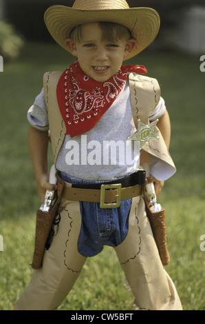 Portrait of a boy dressed as a cowboy Stock Photo