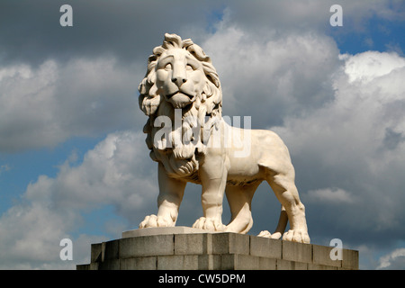 South Bank Lion statue by Westminster Bridge, South Bank, London, UK Stock Photo