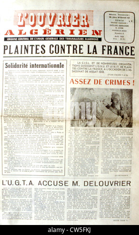 'War in Algeria, Front page of the newspaper 'L'ouvrier algérien' Stock Photo