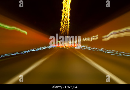 Light Impressions of car lights in a highway tunnel Stock Photo