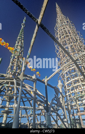 Watts Towers 20th Anniversary of the 1965 riots, Los Angeles, California Stock Photo