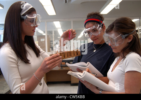 College students in a chemistry lab class Stock Photo