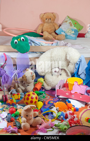 Messy kids room with toys and other accessories Stock Photo