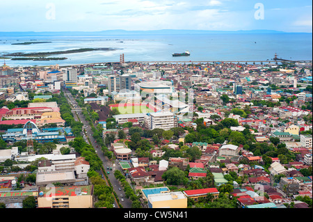 Panorama of Cebu city. Cebu is the Philippines second most significant metropolitan centre and main domestic shipping port. Stock Photo