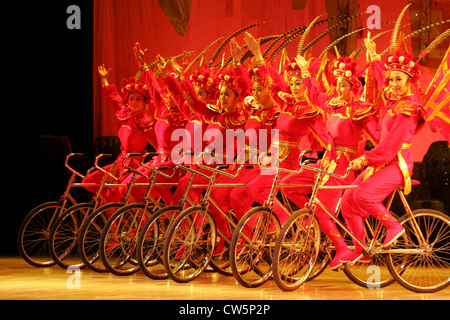 Beijing artists on bicycles Stock Photo