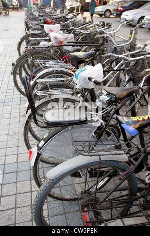 Beijing Parked bicycles on a street Stock Photo